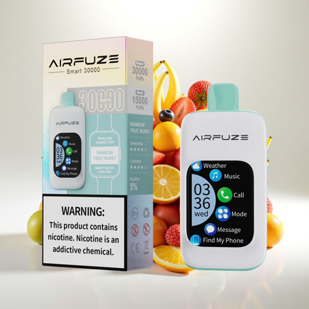 AirFuze Smart 30000 Puffs Disposable Pod, 5% nikotín, 900mAh batéria, Type-C, Dúhový ovocný výbuch