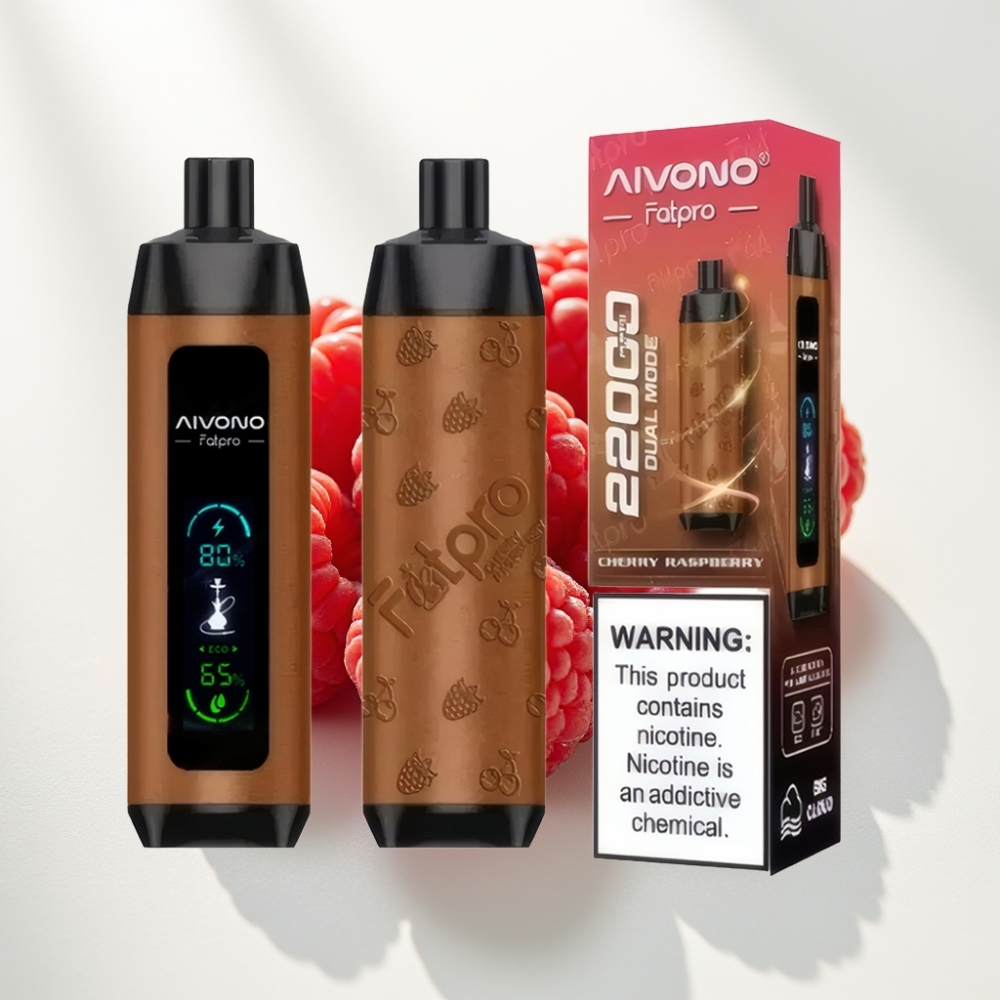 Aivono AIM FATPRO 22000 Puffs – 0%,2%,3%,5% Nikotín, 28ml E-liquid, 10 príchutí, 600mAh, 0.6 ohm Mesh Coil, Čerešňová Malina