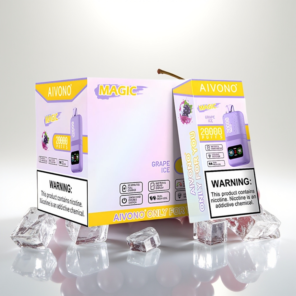 Aivono AIM MAGIC 20000 Puffs – 26ml E-liquid, Dual Mesh Coils, LCD display, Hroznový ľad