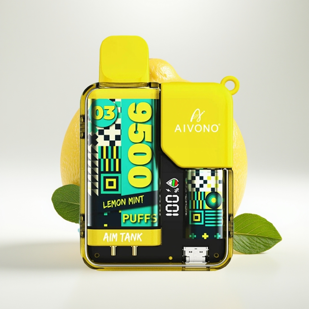 Aivono AIM-TANK 9500 Puffs – 18ml, 650mAh, LCD, 1.2ohm, Citrónová Mätová