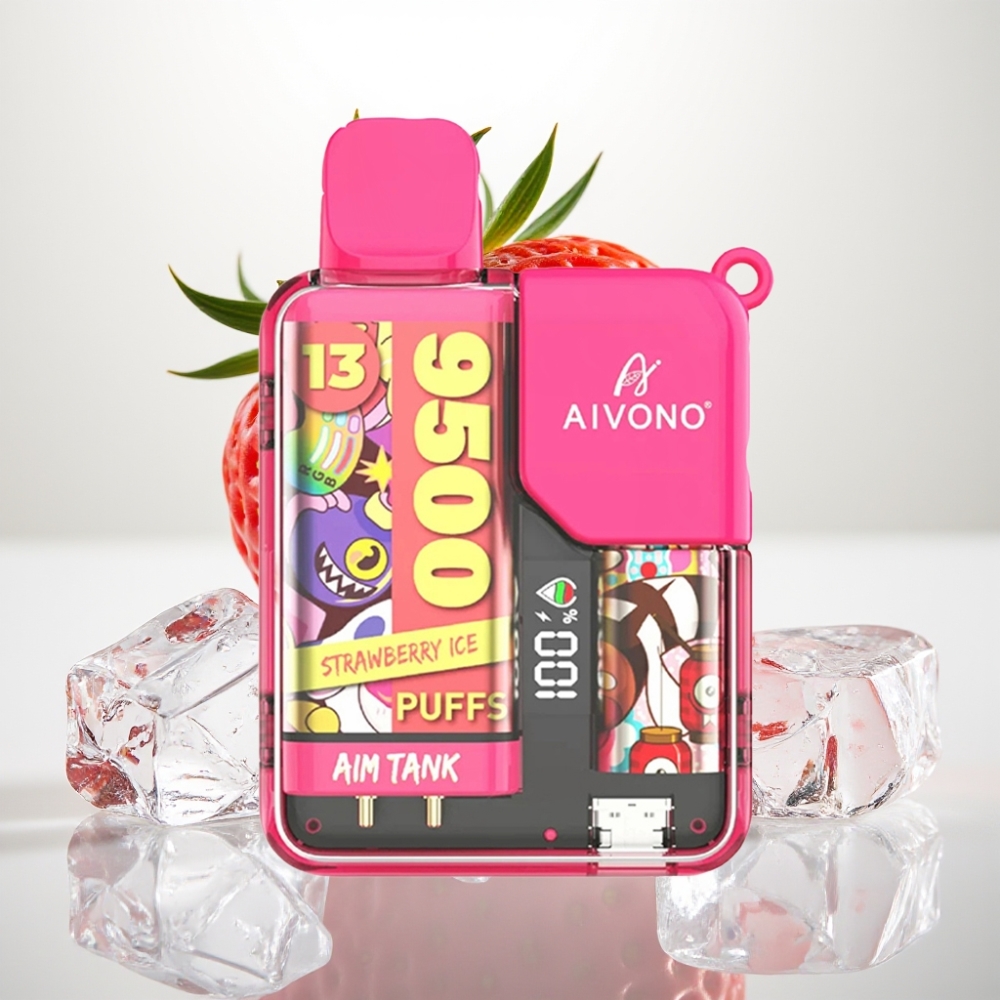 Aivono AIM-TANK 9500 Puffs – 18ml, 650mAh, LCD, 1.2ohm, Jahodový ľad