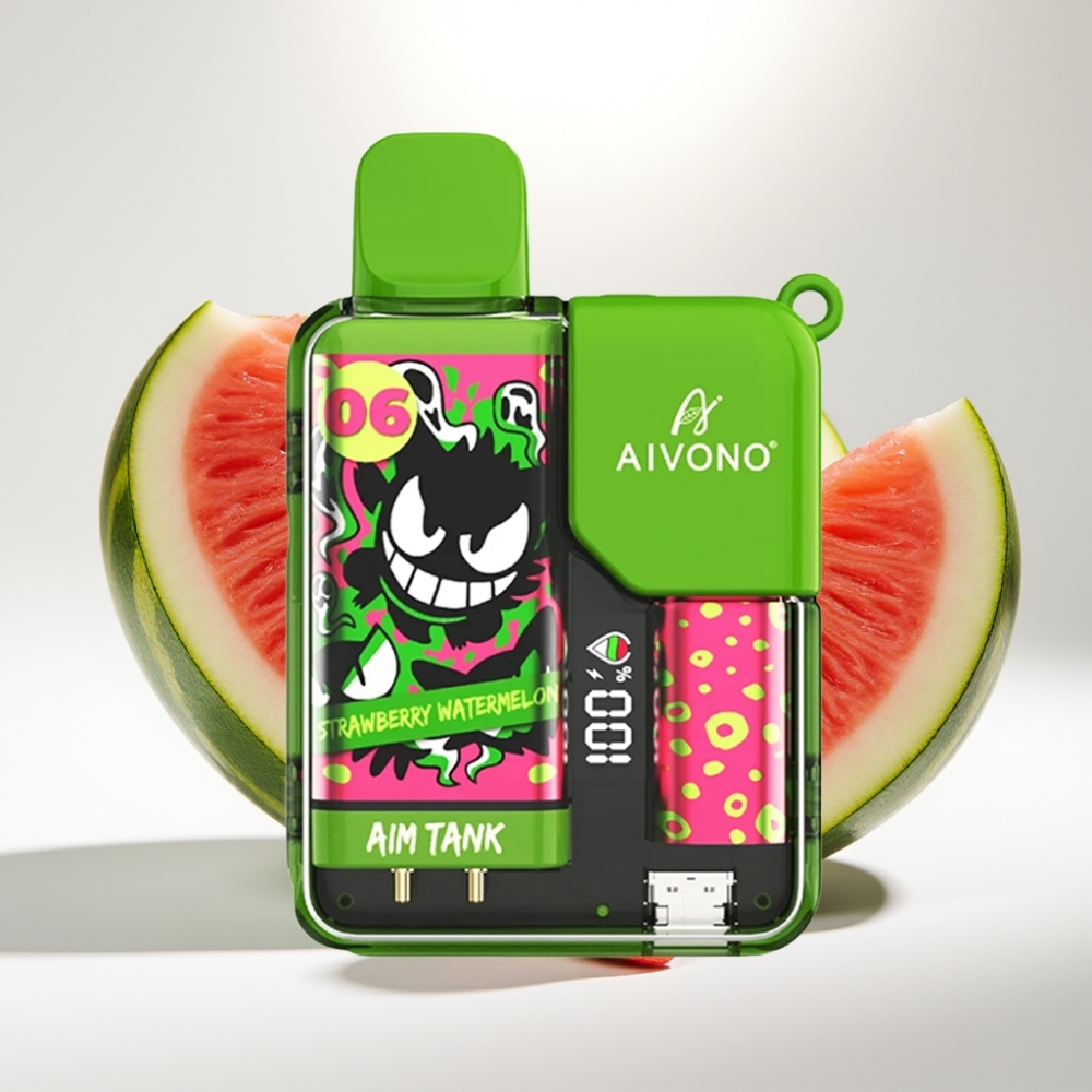 Aivono AIM-TANK 9500 Puffs s jahodovo-melónovou príchuťou, 18ml, 650mAh, LCD displej