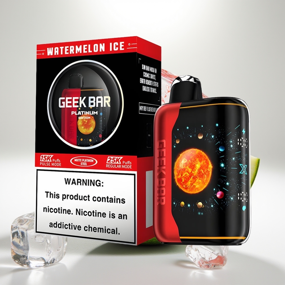 GEEK BAR Platinum Edition 25000 Disposable Vape Melónový ľad s 20mL E-Liquid, 2% nikotínu, Dual Mesh Coil, Rýchle nabíjanie USB-C