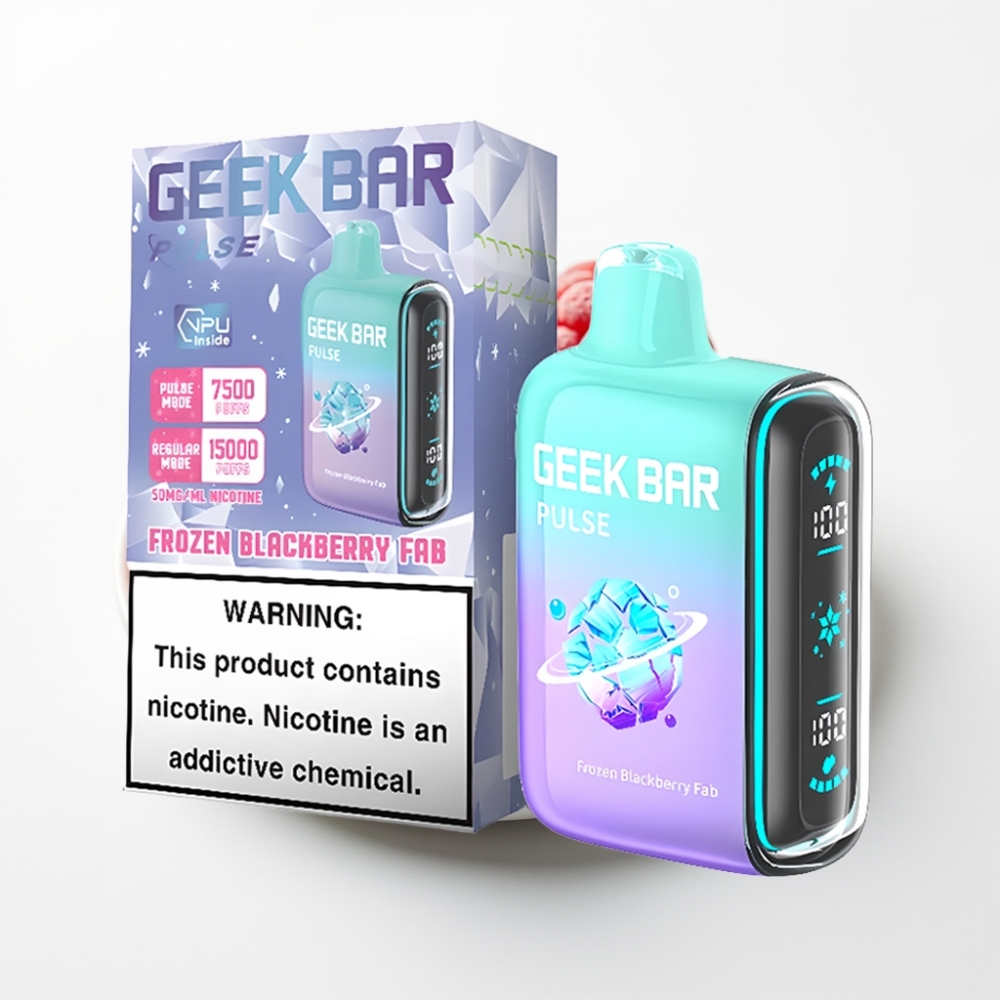 GEEK BAR Pulse 15000 Puffs Disposable Vape Mrazená Edícia – 16ML, 5%, Nastaviteľný prietok vzduchu