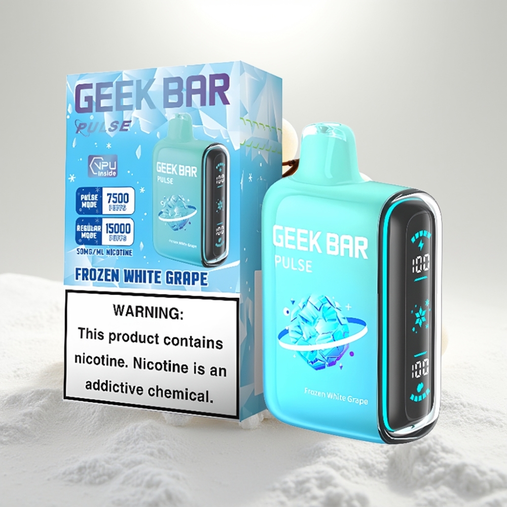 GEEK BAR Pulse 15000 Puffs Disposable Vape Mrazená Edícia – 16ML, 5%, Nastaviteľný prietok vzduchu