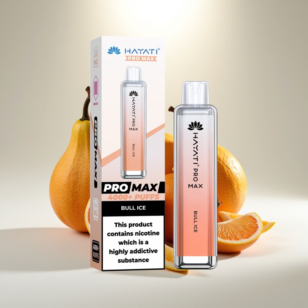 Hayati Pro Max 4000 Puffs Disposable Vape Bull Ice – 2%/5% Nikotín, 1400mAh Batéria, 2ml Nádoba s 10ml Auto Dopĺňaním, Dual 1.1 Ohm Mesh Cievka