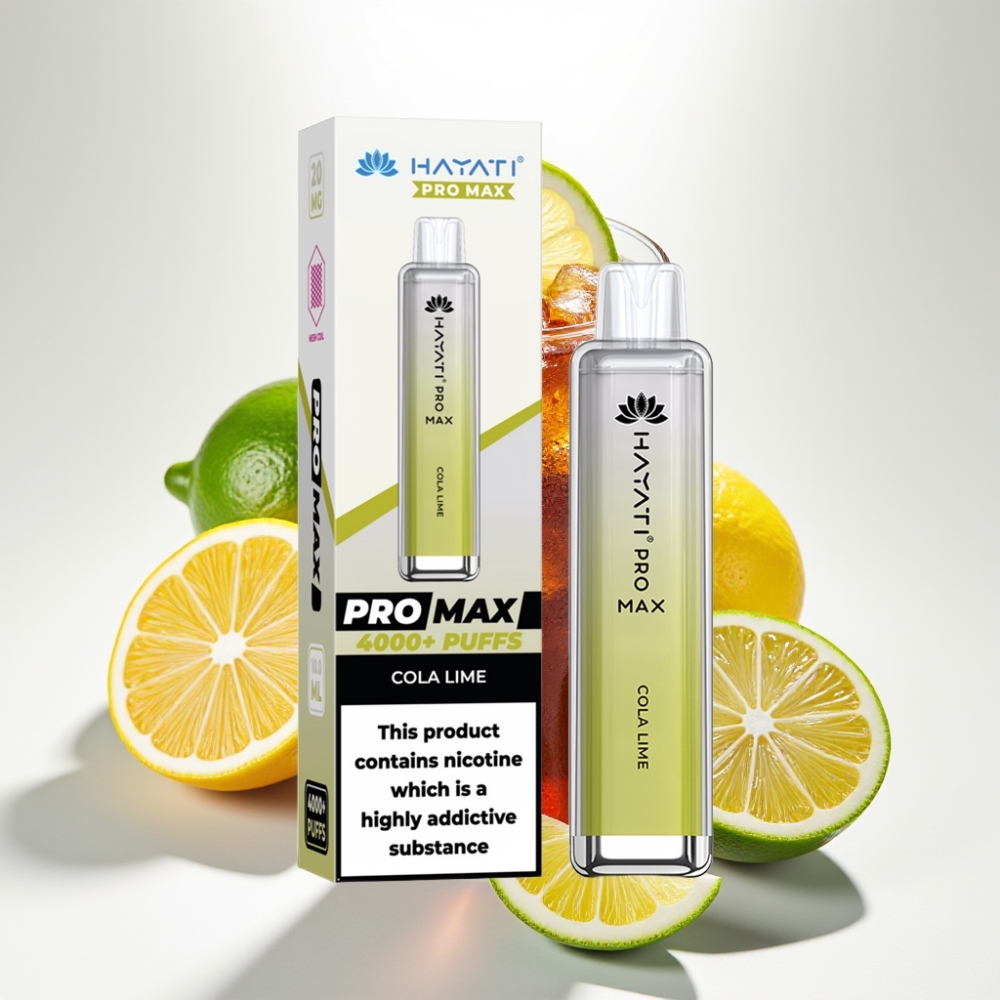 Hayati Pro Max 4000 Puffs Disposable Vape Cola Limeta – 2%/5% Nikotín, 1400mAh Batéria, 2ml Nádoba s 10ml Auto Dopĺňaním