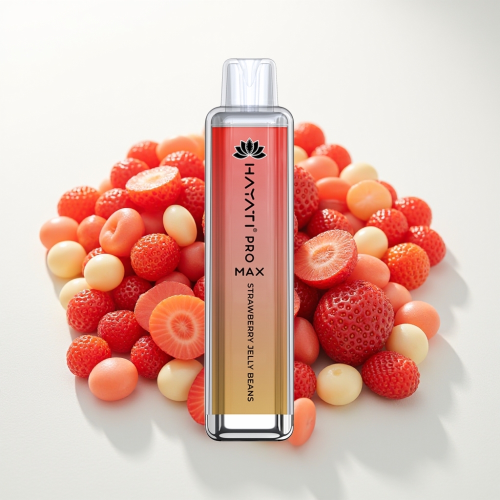 Hayati Pro Max 4000 Puffs Disposable Vape Jelly Strawberry – 1400mAh, 2ml/10ml, 5% Nikotín Hayati Pro Max 4000 Puffs Disposable Vape Jelly Strawberry – 1400mAh, 2ml/10ml, 5% Nikotín