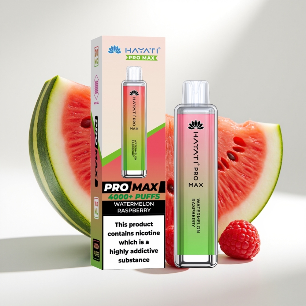Hayati Pro Max 4000 Puffs Disposable Vape Melón Malina – 1400mAh, 2ml/10ml, 5% Nikotín, Dual 1.1 Ohm Mesh Coil