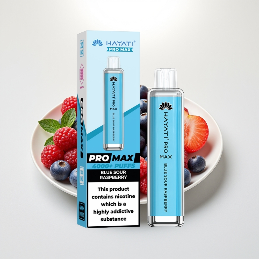 Hayati Pro Max 4000 Puffs Disposable Vape Modrá Kyslá Malina, 1400mAh, 2ml/10ml, 4000 potiahnutí
