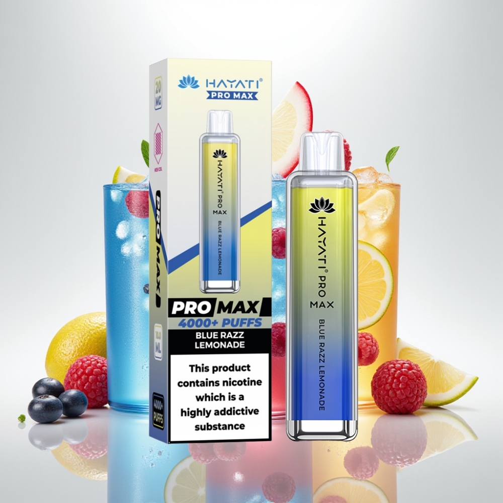Hayati Pro Max 4000 Puffs Disposable Vape Modrý Malinový Limonádový 2ml/10ml, 1400mAh, 5% Nikotín