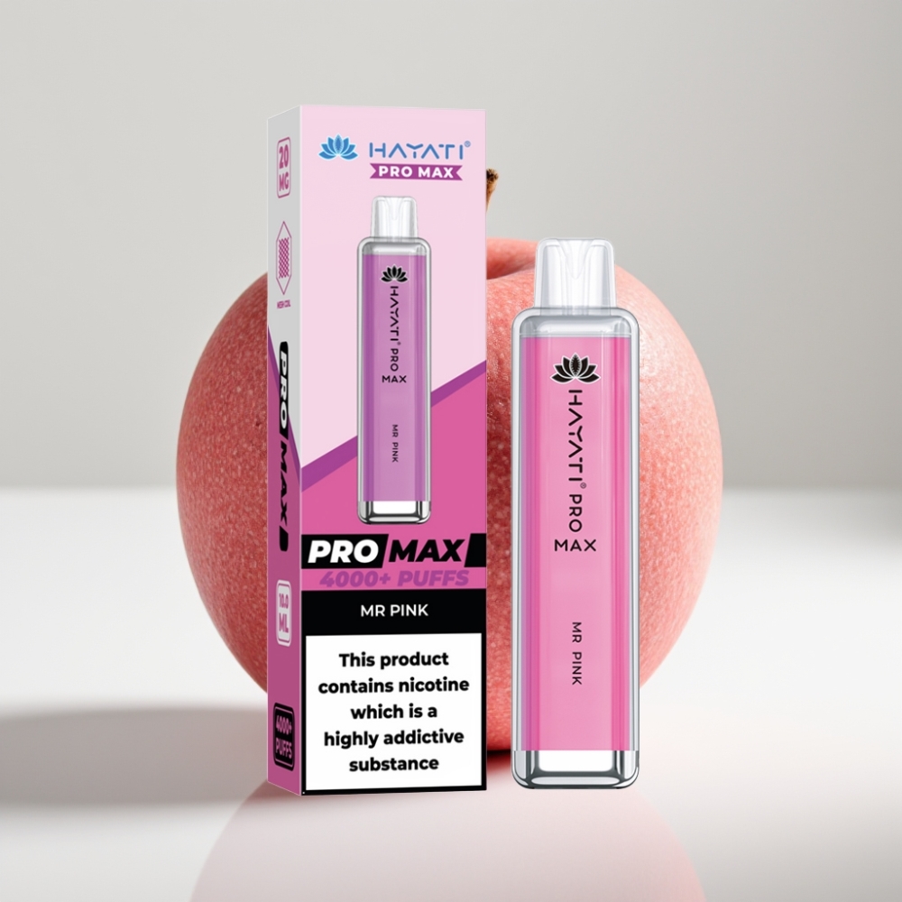 Hayati Pro Max 4000 Puffs Disposable Vape Mr Ružová (1400mAh, 2ml/10ml, 1.1 Ohm Dual Mesh)