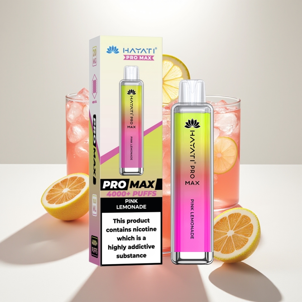 Hayati Pro Max 4000 Puffs Disposable Vape Ružová Limonáda – 2%/5% Nikotín, 1400mAh, 4000 potiahnutí, TPD