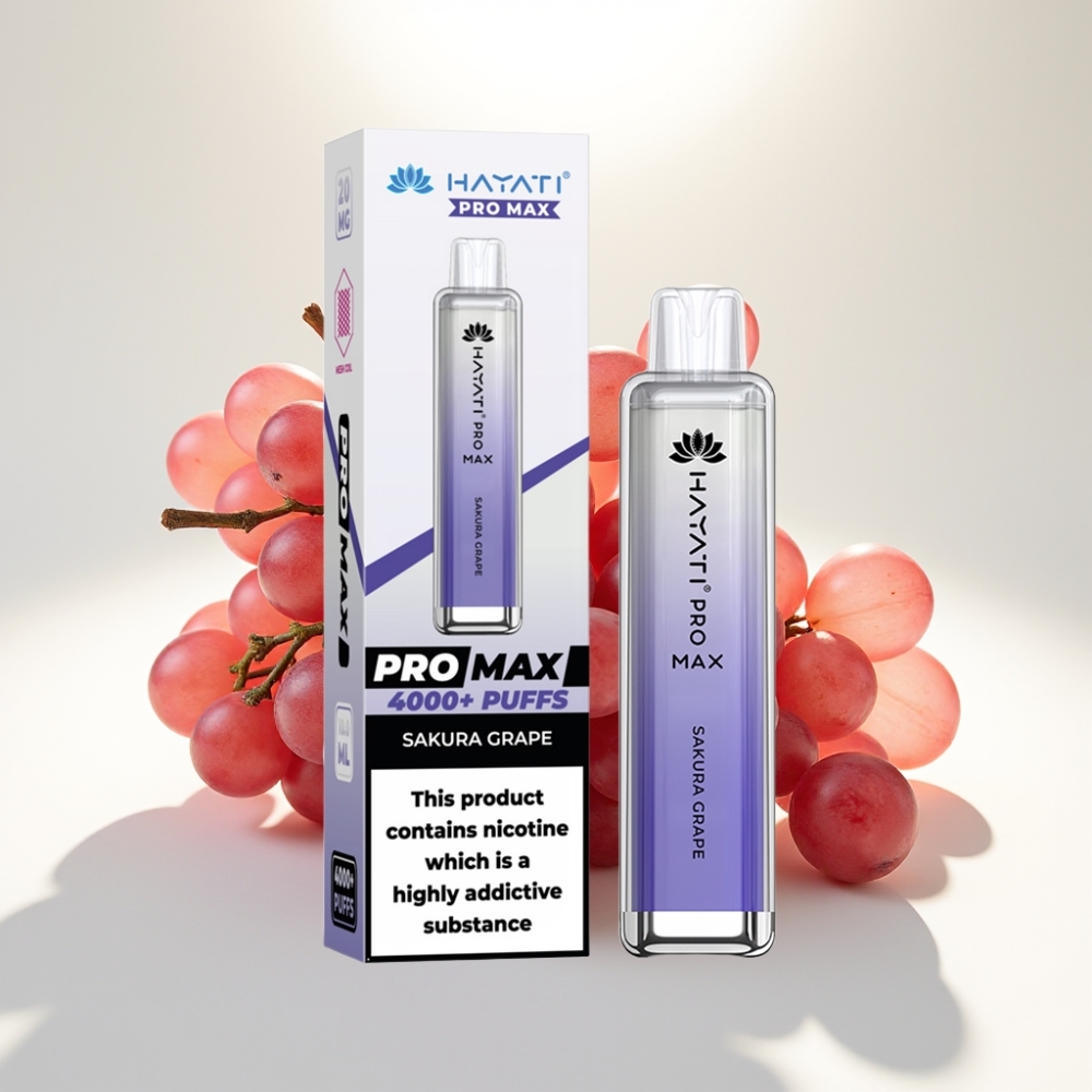 Hayati Pro Max 4000 Puffs Disposable Vape Sakura Hrozno – 4000 potiahnutí, 1400mAh batéria, 2ml nádrž