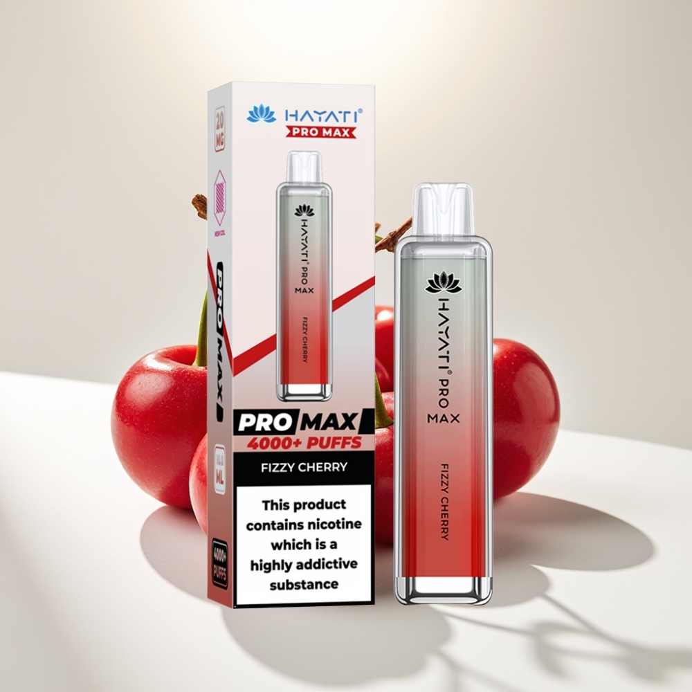 Hayati Pro Max 4000 Puffs Disposable Vape Šťavnatá Čerešňa, 1400mAh batéria, 2ml/10ml, 2%/5% Nikotín