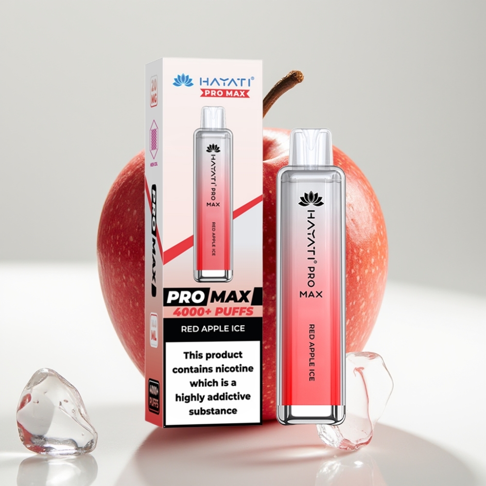 Hayati Pro Max 4000 Puffs Disposable Vape Červené Jablko s Ľadom – 2%/5% Nikotín, 1400mAh, 10ml