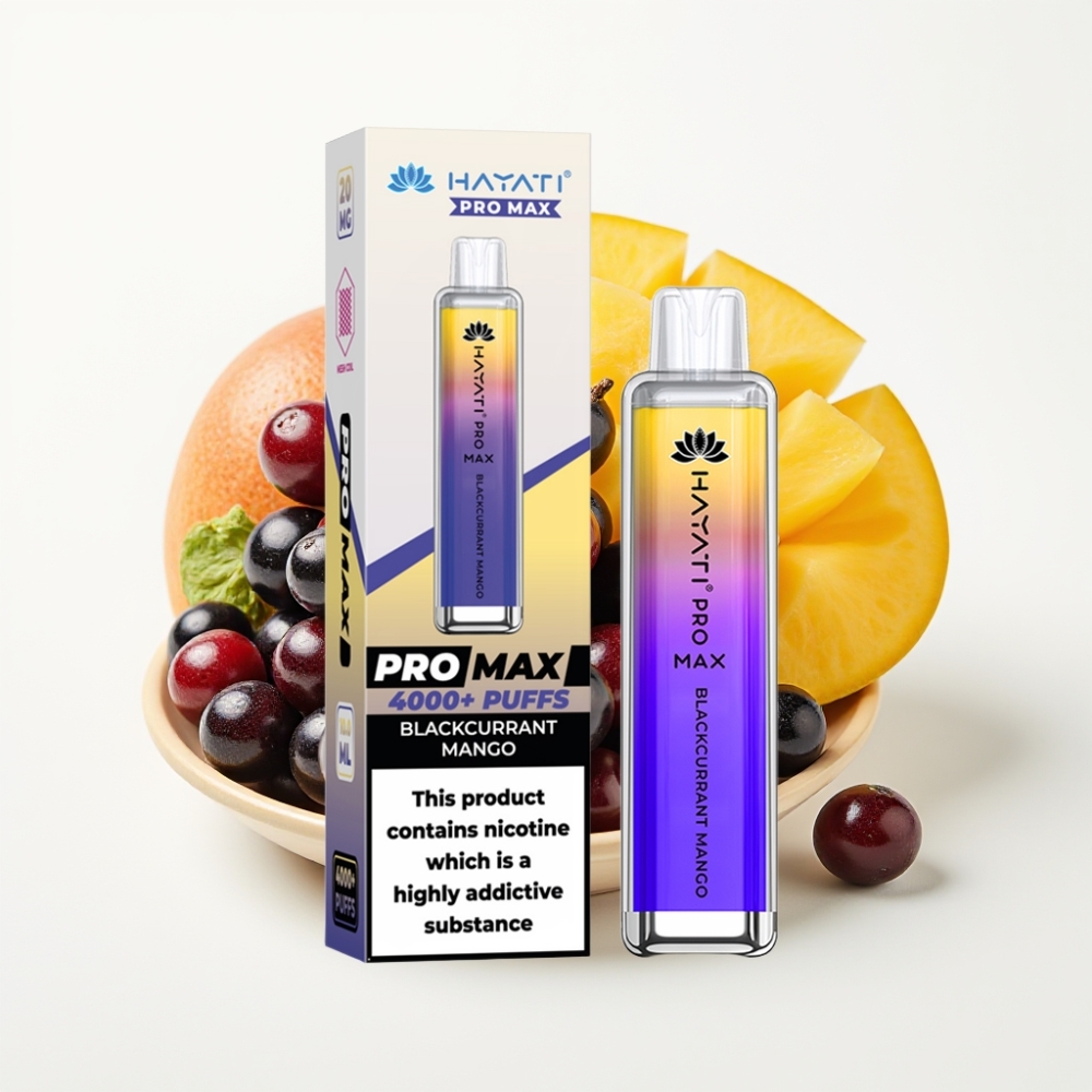 Hayati Pro Max 4000 Puffs Disposable Vape Čierny ríbezľa manga – 4000 potiahnutí, 1400mAh, dobíjateľná