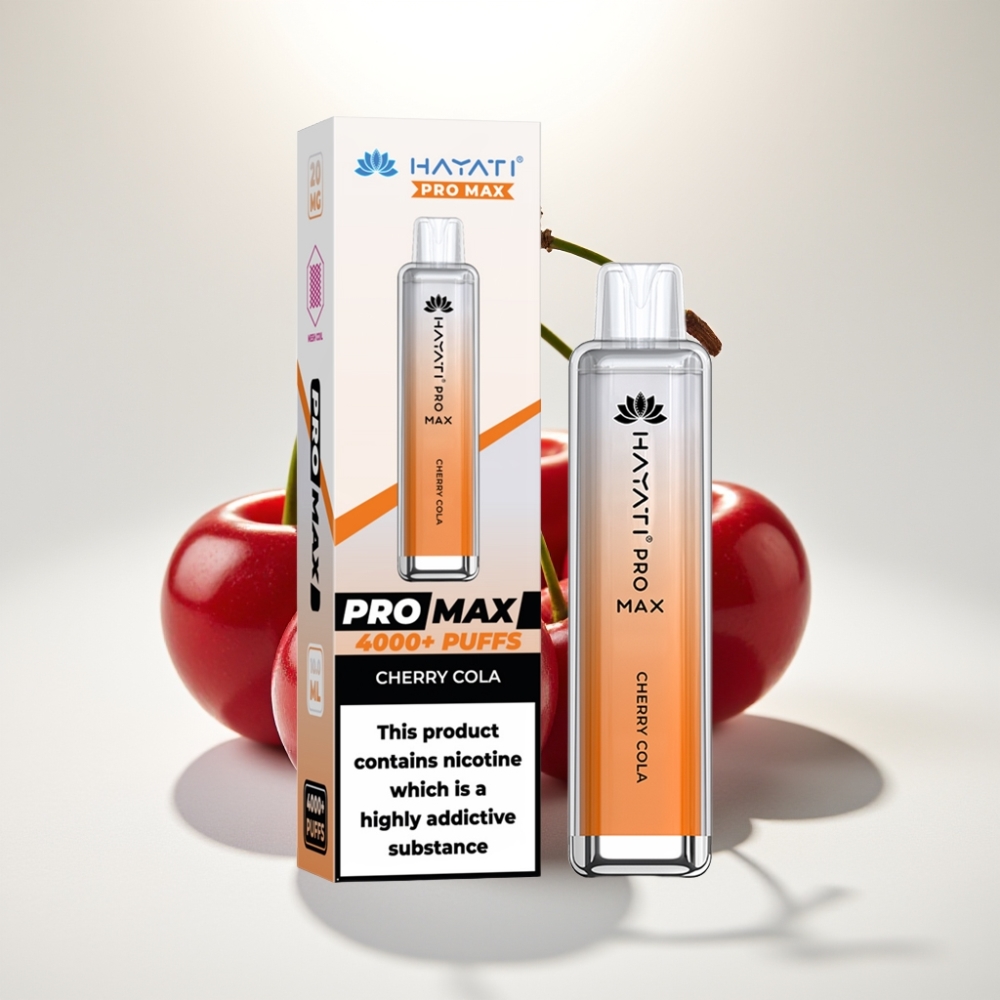Hayati Pro Max 4000 Puffs Jednorázová E-cigareta Cherry Cola, 2%/5% Nikotín, 1400mAh, 10ml