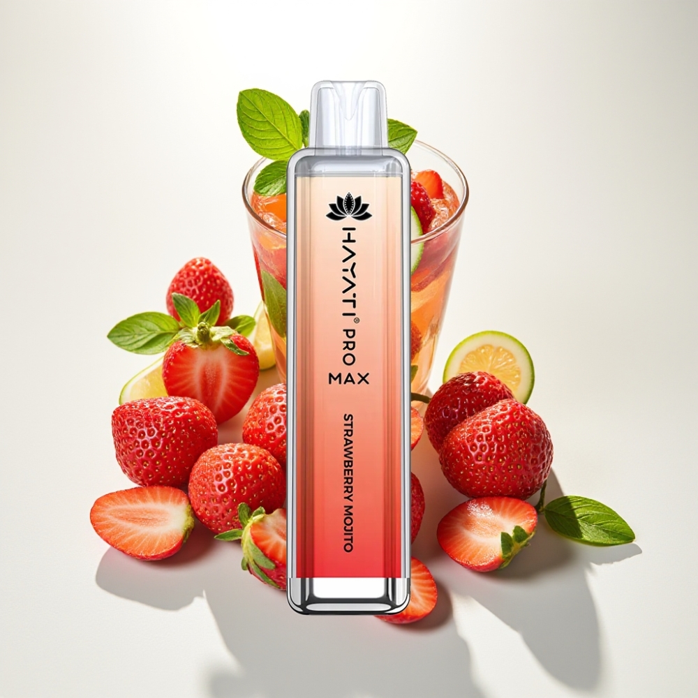 Hayati Pro Max 4000 Puffs Jednorázová E-cigareta Jahoda Mojito, 2ml/10ml, 2%/5% Nikotín, 1400mAh Batéria