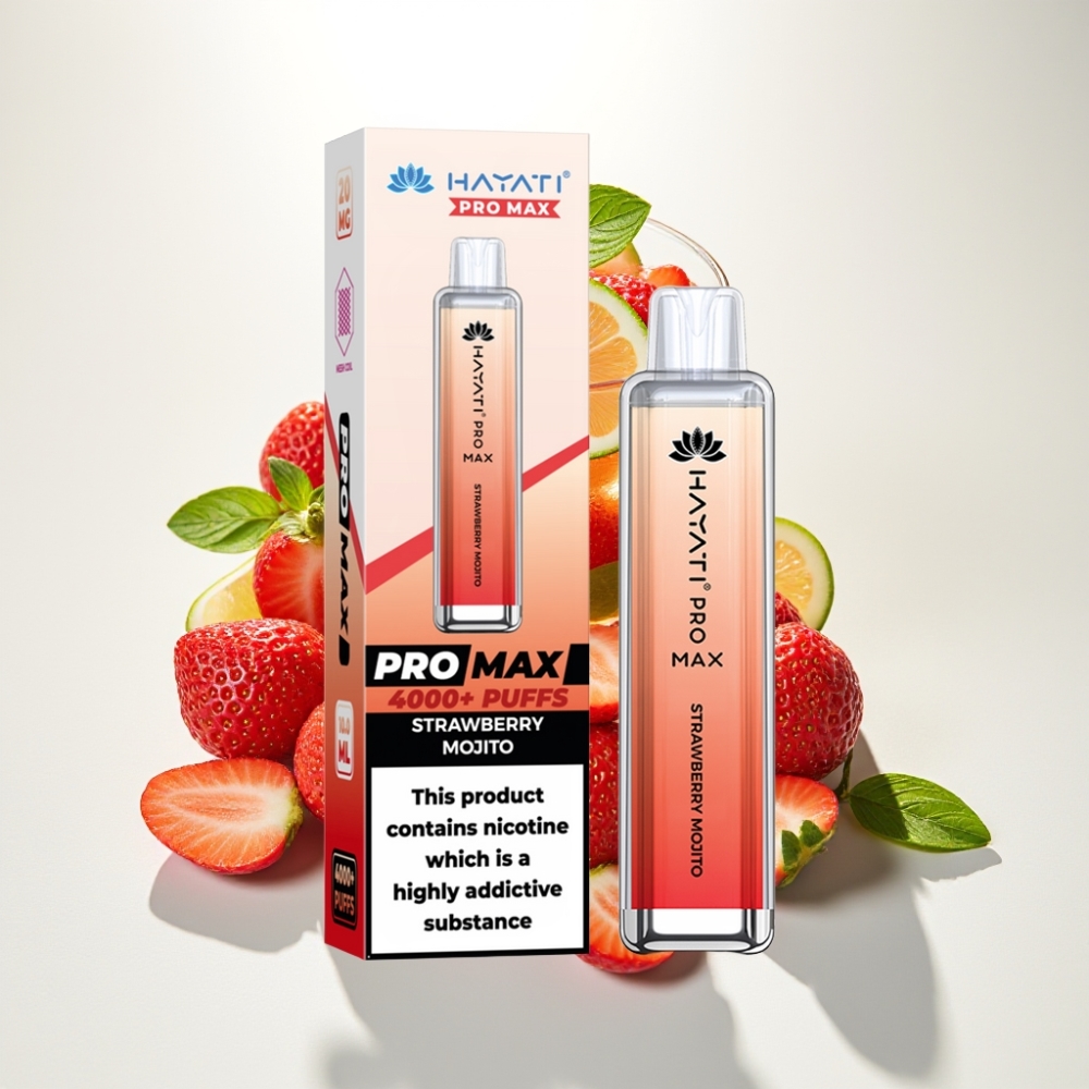 Hayati Pro Max 4000 Puffs Jednorázová E-cigareta Jahoda Mojito, 2ml/10ml, 2%/5% Nikotín, 1400mAh Batéria