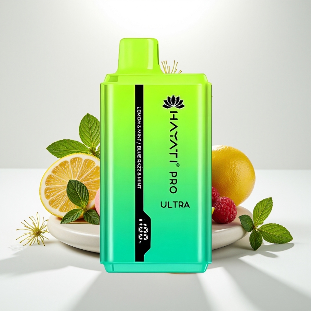Hayati Pro Ultra 15000 Puffs – 850mAh batéria, 2×12ml náplň, 2% nikotín – Citrón a Mätová, Modrá Malina a Mätová
