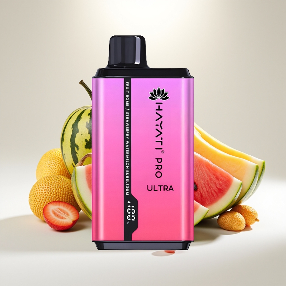 Hayati Pro Ultra 15000 Puffs – 850mAh batéria, 2×12ml náplň, 2% nikotín, ovocná bomba jahoda-melónová žuvačka
